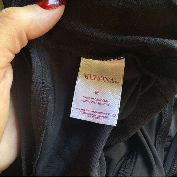 Merona black rouched one piece swimsuit - Picture 3 of 4